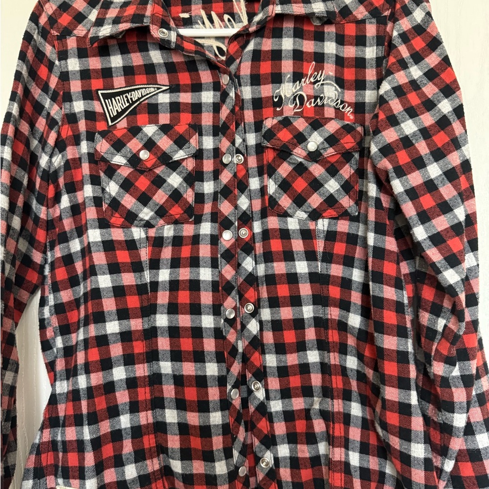 Harley-Davidson Black and Red Checkered Shirt